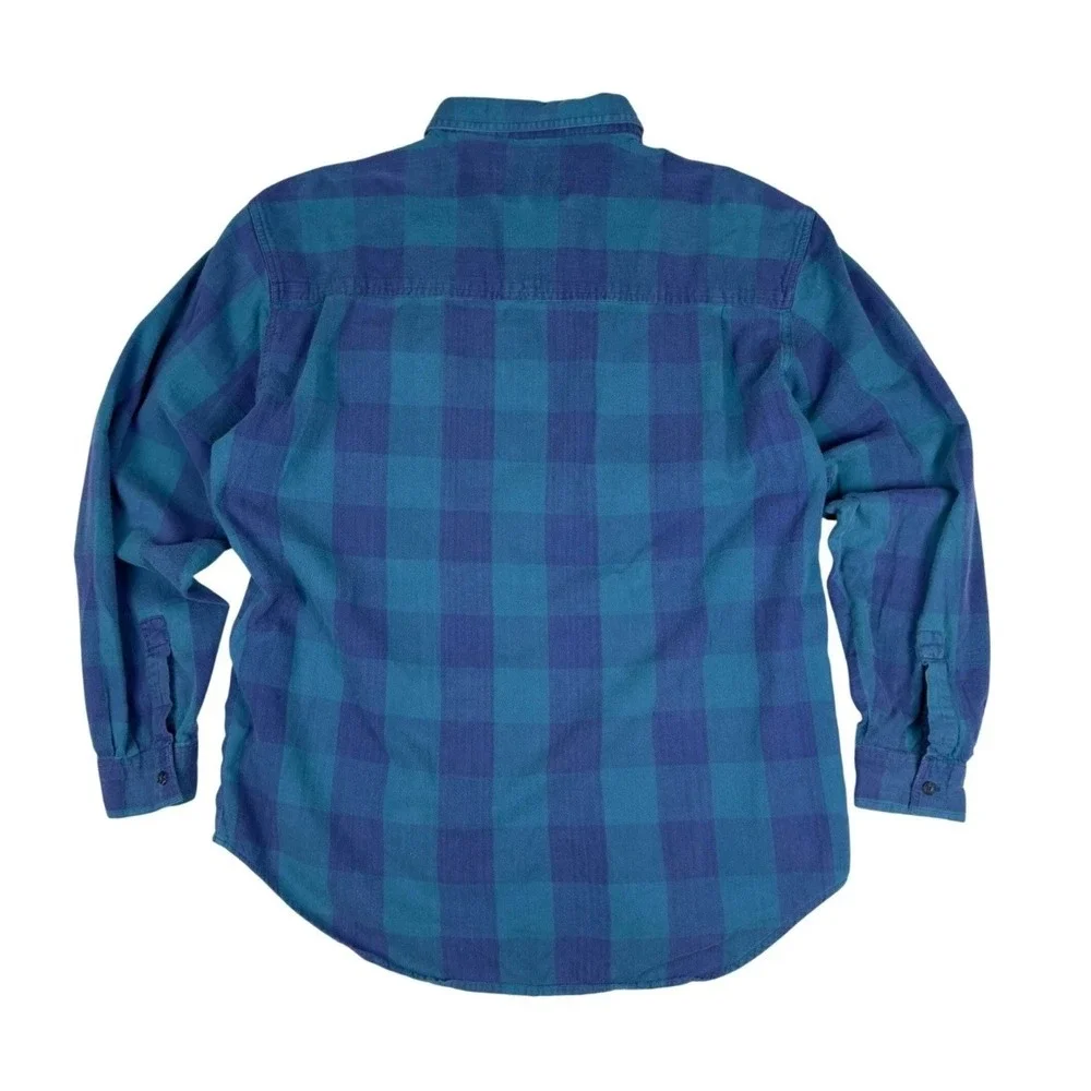 Vtg 90s Levi's Modern Authentics Flannel Shirt Men's L Blue Green Plaid